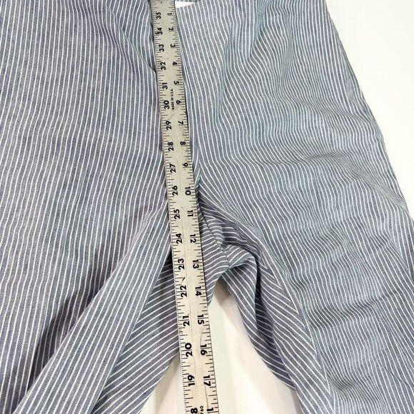 J. Jill Pants Linen Stretch Women L Striped Elastic Waist Button Detail Ankle - Picture 6 of 12